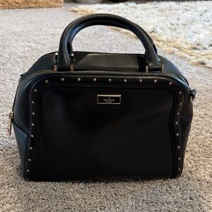 Kate Spade Black Gold Studded Bowling Bag Handbag